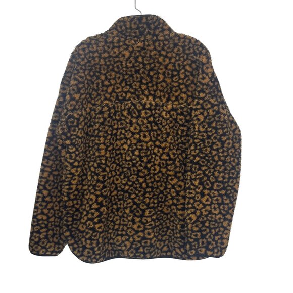 Time And Tru Fleece 1/4 Zip Shirt Leopard Print Womens Large Black Yellow - Picture 3 of 9
